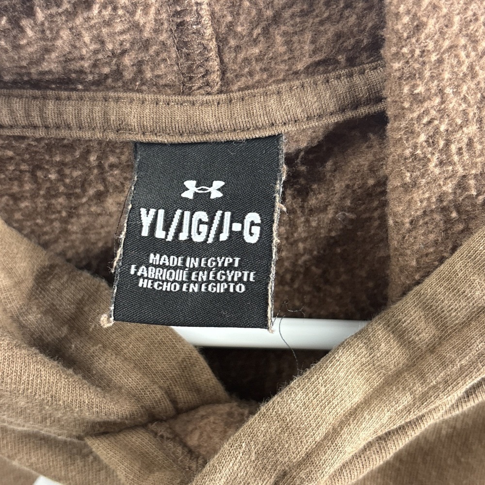Under Armor Youth Large Brown Long Sleeve Fleece Hoodie Athletic Gym Casual - Picture 5 of 7